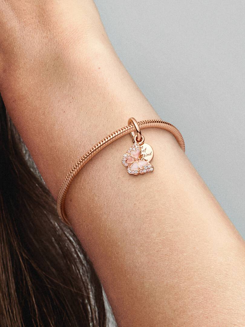 Pink Butterfly & Quote Double Dangle Charm