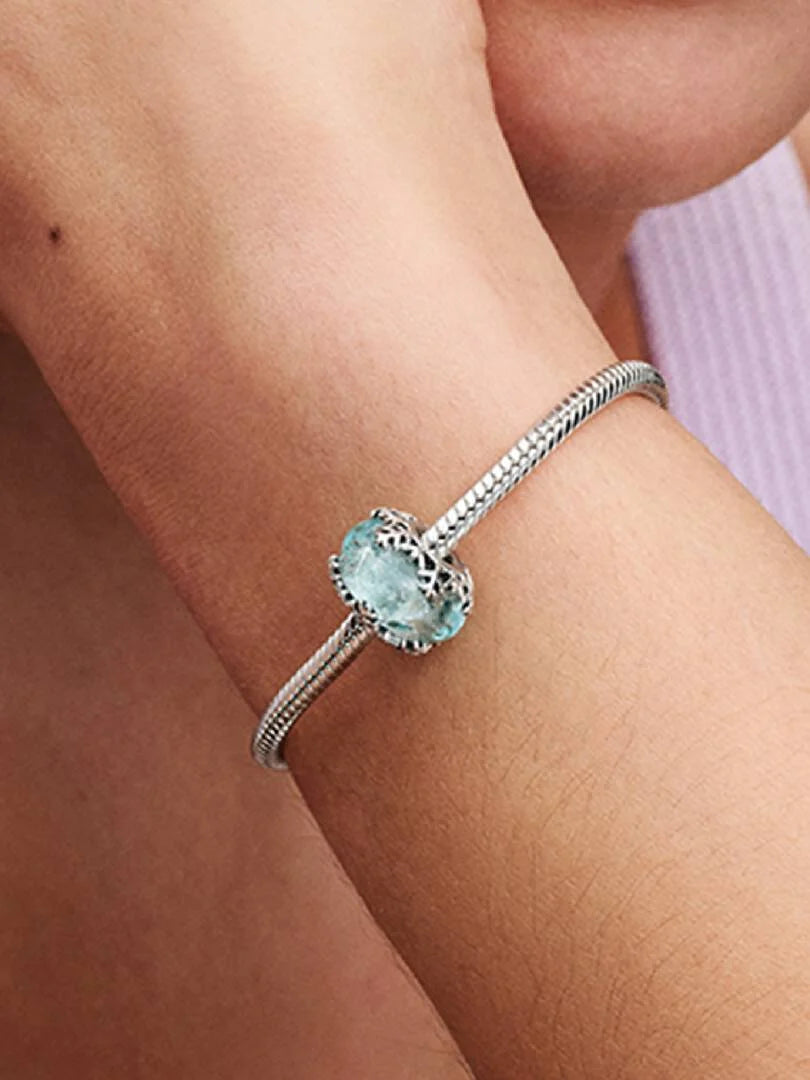 Winter Blue Snowflake Murano Charm