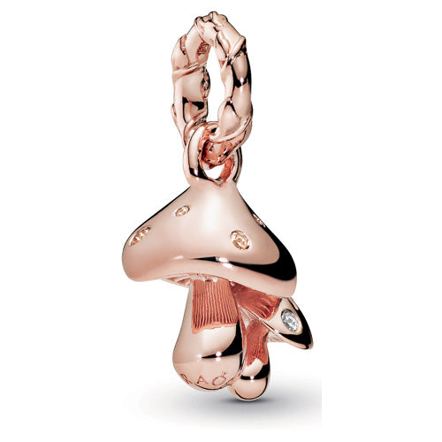 Mushrooms 14k Rose Gold-plated dangle with evening pink crystal and clear cubic zirconia