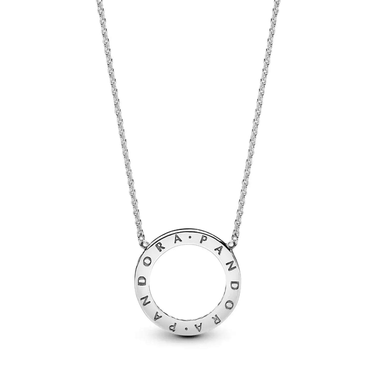 PANDORA logo reversible silver collier with clear cubic zirconia