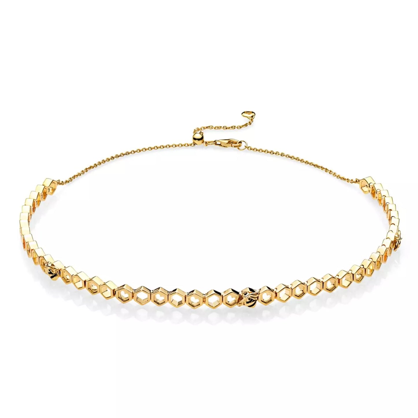 Bee and honeycomb PANDORA Shine choker with black enamel