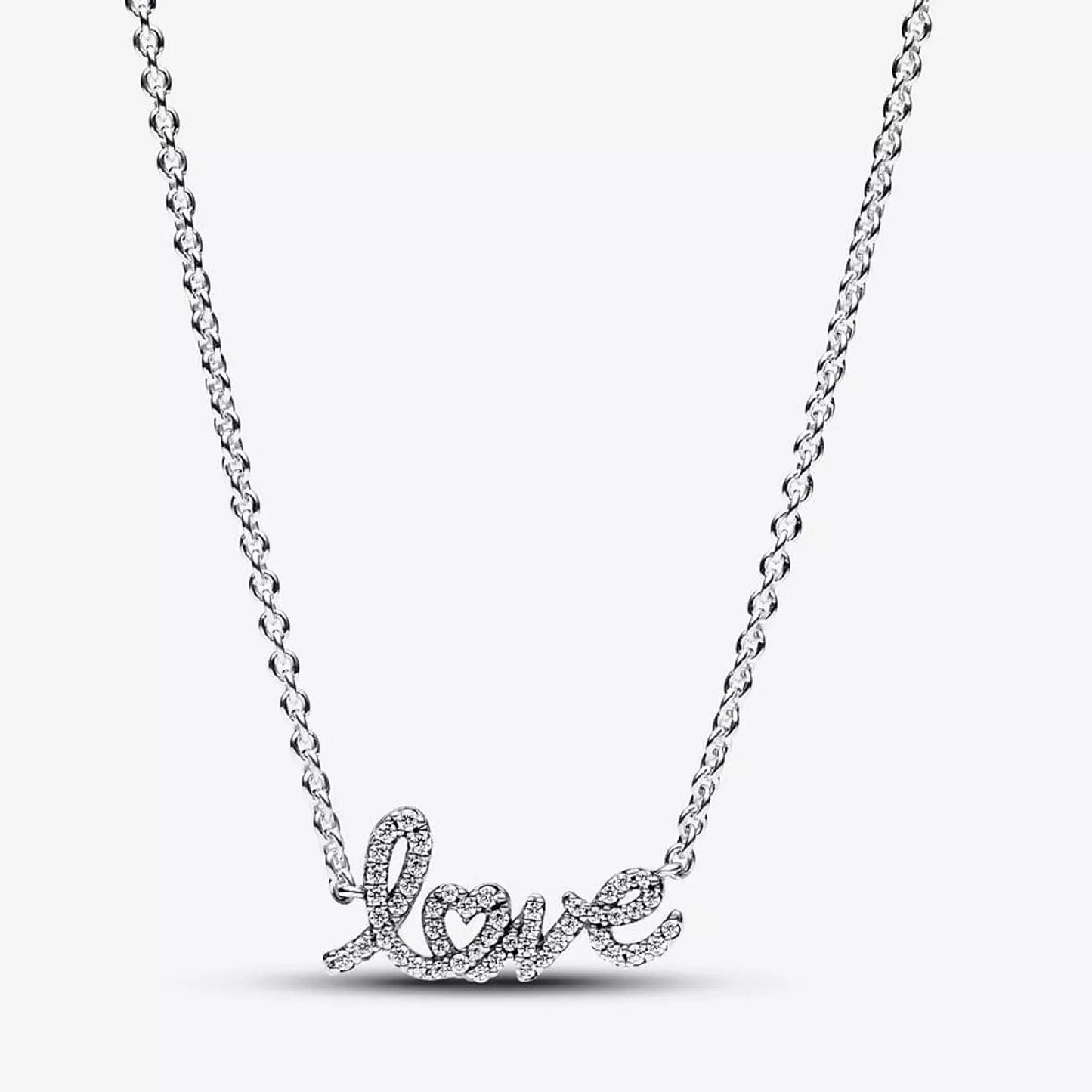 Love sterling silver collier with clear cubic
