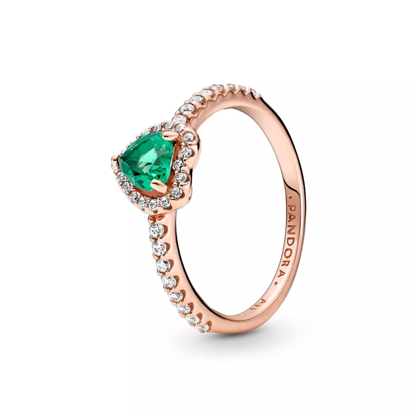 Heart 14k rose gold-plated ring with clear cubic zirconia and twilight crystal