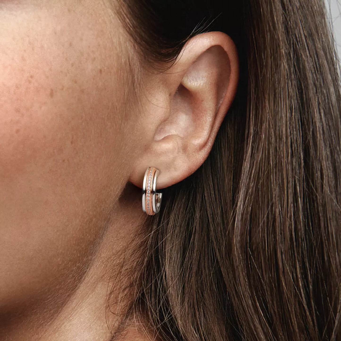 Sterling silver and 14k rose gold-plated unique metal blend-Earring