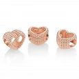 Beaded heart 14k rose gold-plated charm