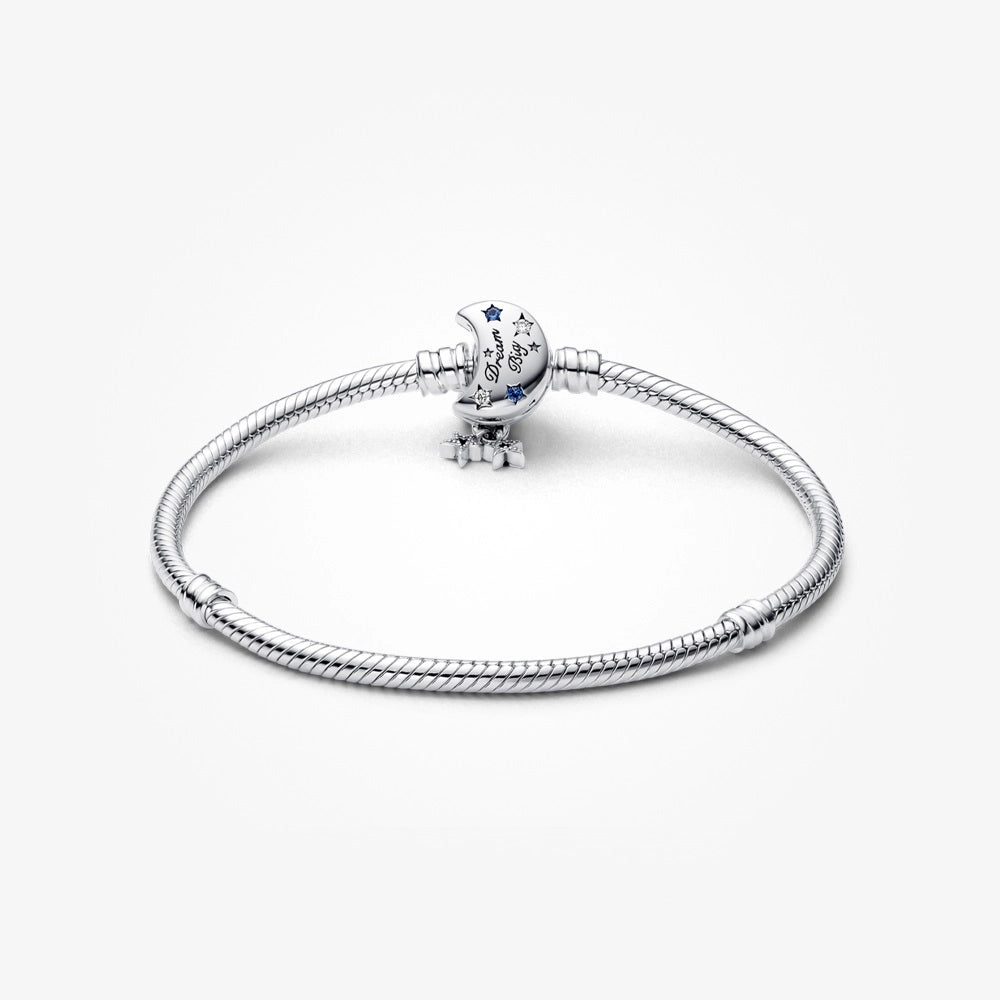 Pandora Moments Sparkling Moon Clasp Snake Chain Bracelet