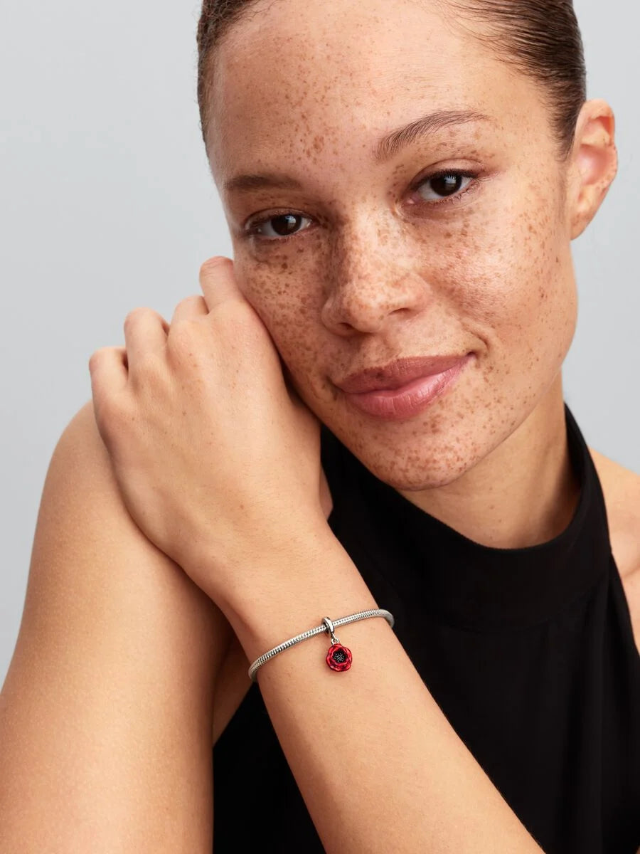 Red Flower Dangle Charm