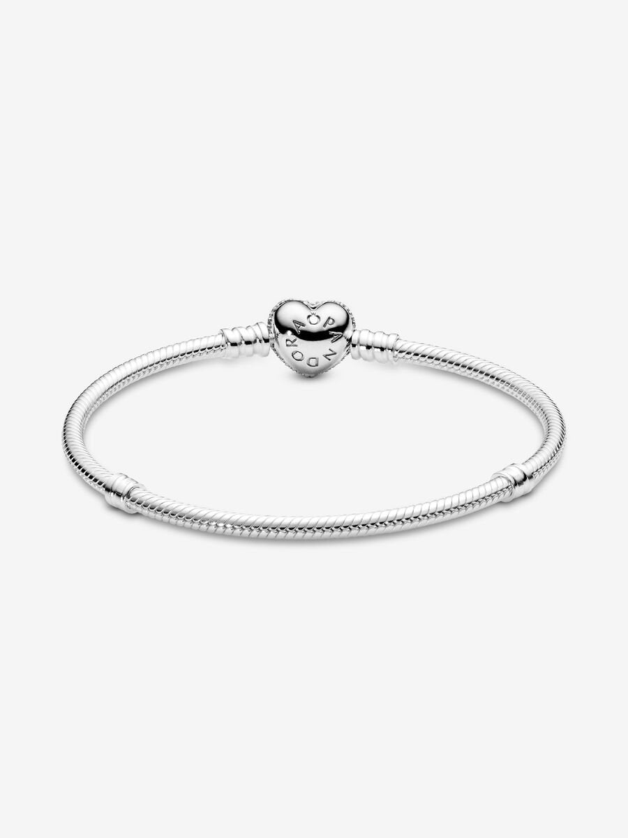 Sparkling Heart & Snake Chain Bracelet