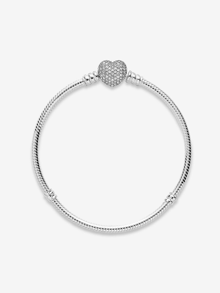 Sparkling Heart & Snake Chain Bracelet
