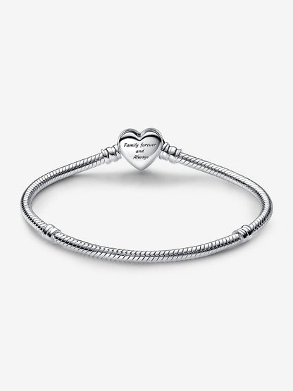 Sparkling Infinity Heart Clasp Snake Chain Bracelet