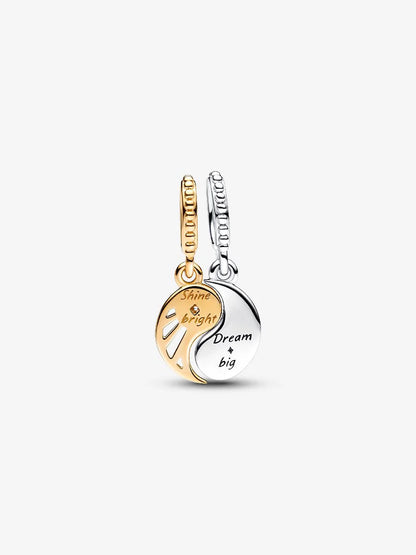 Two-tone Splittable Sun & Moon Dangle Charm