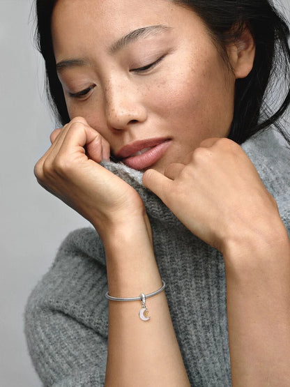 Two-tone Key & Moon Dangle Charm