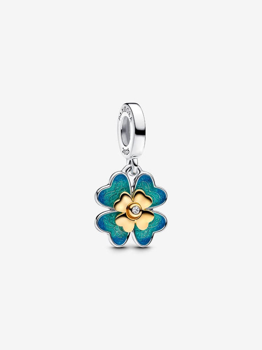 Spinnable Four Leaf Clover Lab-Grown Diamond Dangle Charm