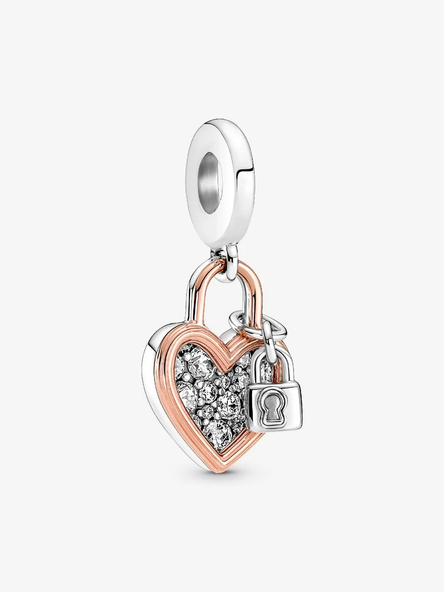 Heart Padlock Double Dangle Charm