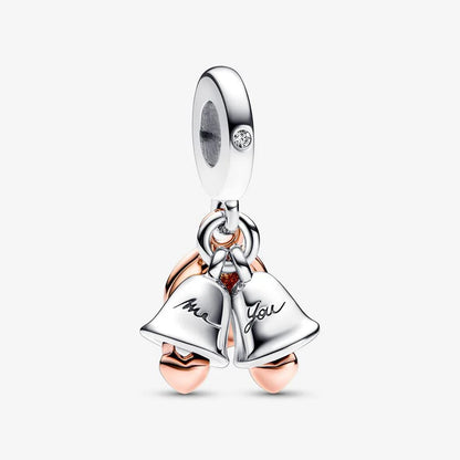 Two-tone Wedding Bells Double Dangle Charm
