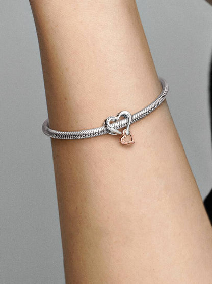 Two-tone Openwork Infinity Heart Charm