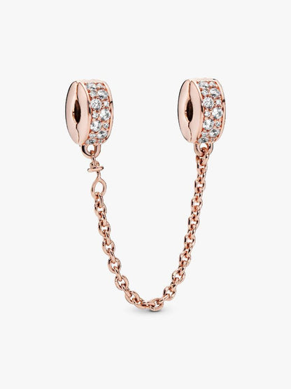 Clear Pavé Safety Chain Clip Charm