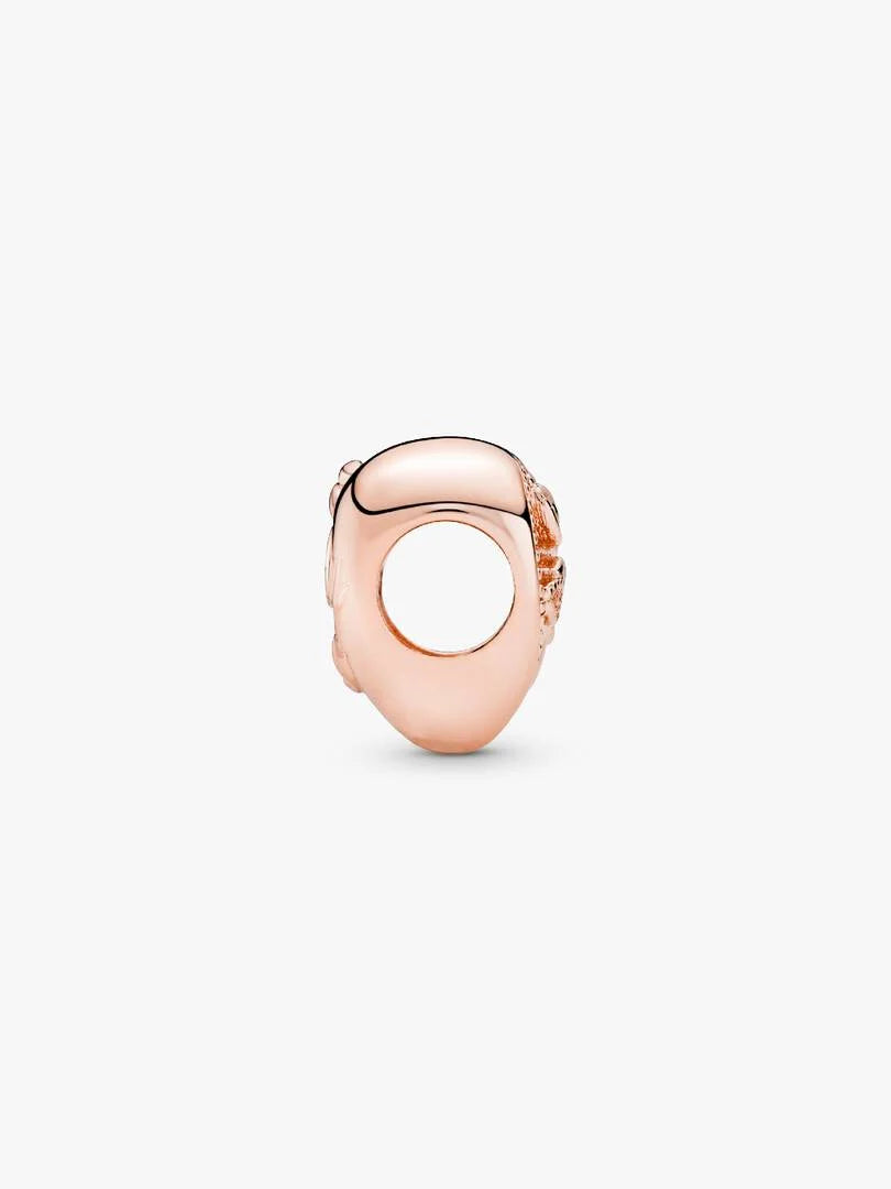 Family tree heart 14k rose gold-plated charm with clear cubic zirconia