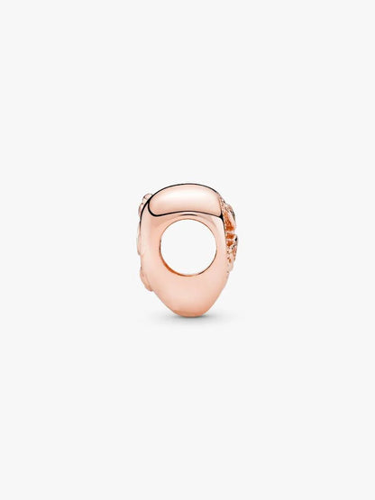 Family tree heart 14k rose gold-plated charm with clear cubic zirconia