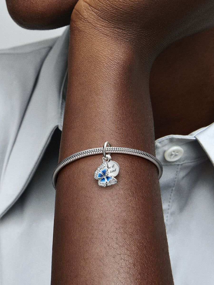 Blue Butterfly & Quote Double Dangle Charm