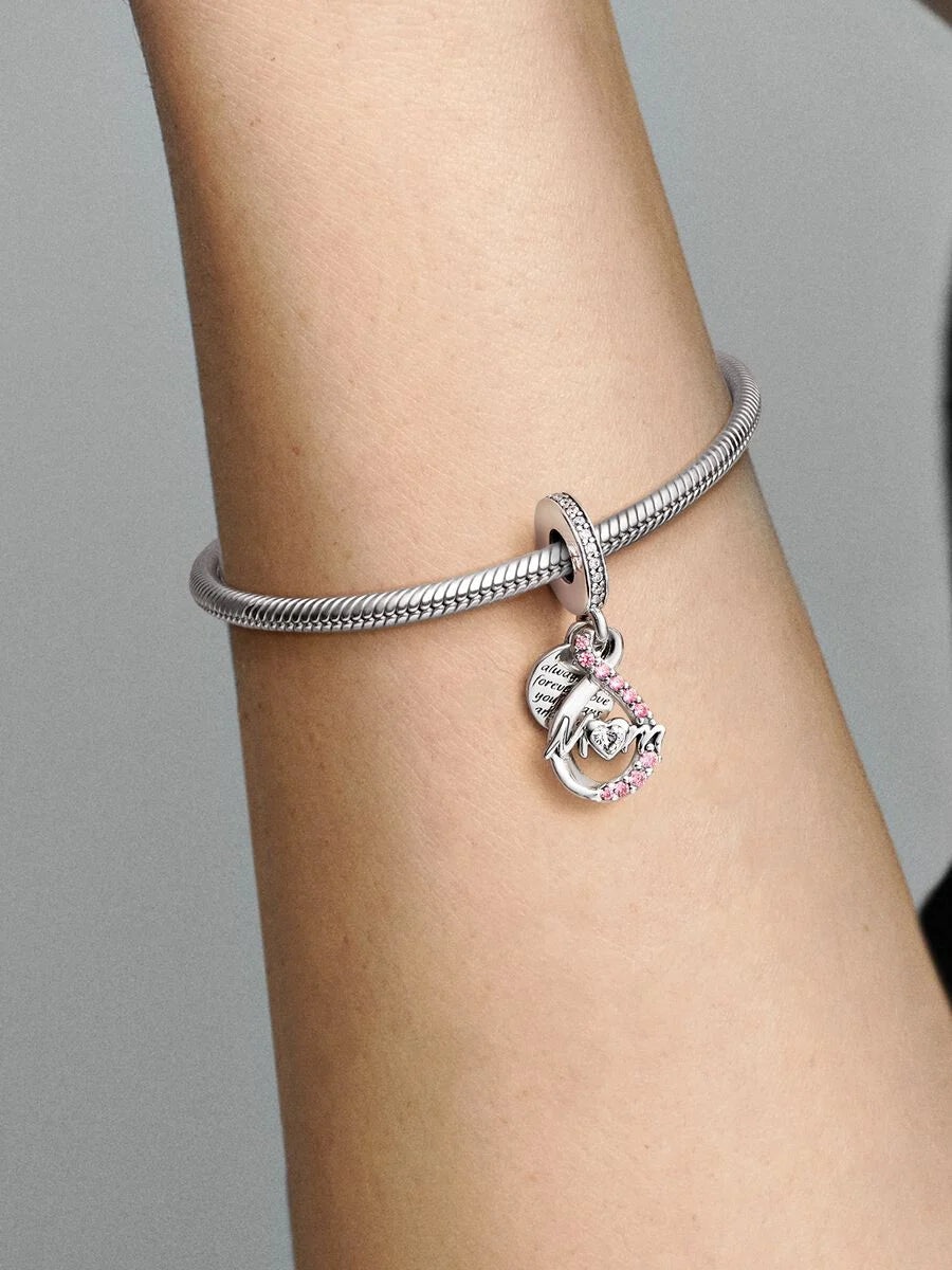 Mum Infinity Pavé Double Dangle Charm