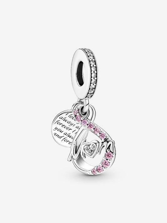 Mum Infinity Pavé Double Dangle Charm