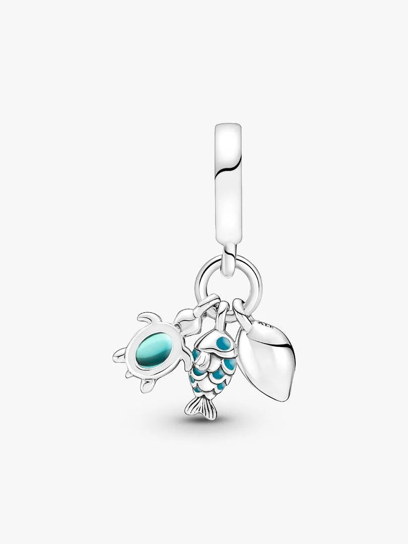Fish, Sea Turtle & Conch Triple Dangle Charm