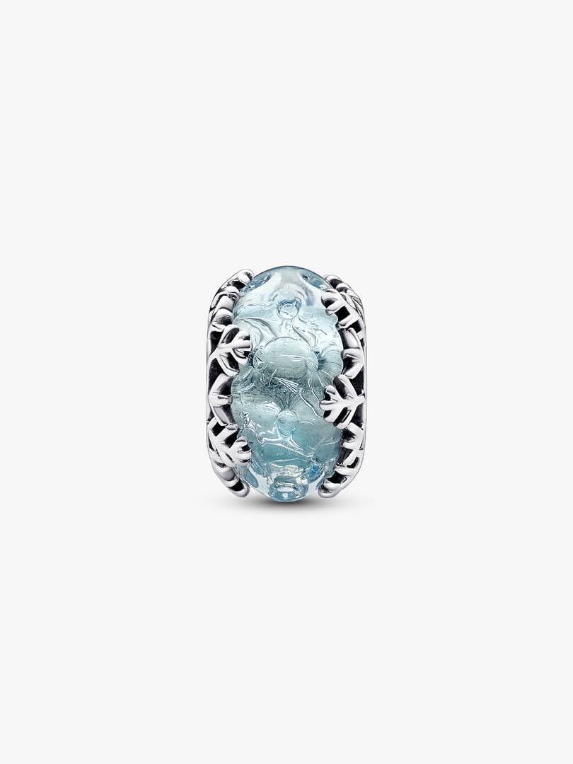 Winter Blue Snowflake Murano Charm
