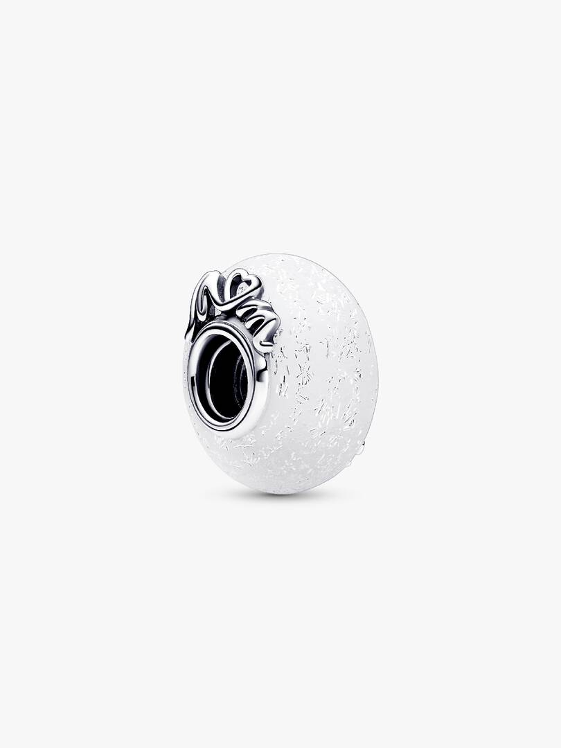 Glittery White Murano Glass Mum & Love Charm