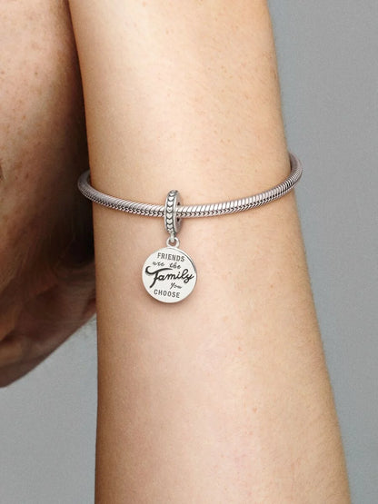Tag silver dangle with black enamel
