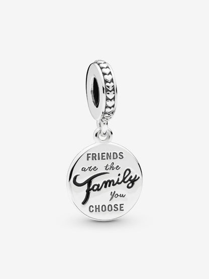 Tag silver dangle with black enamel