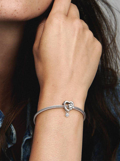 Paw heart sterling silver charm with clear cubic zirconia