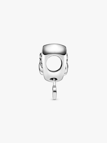Paw heart sterling silver charm with clear cubic zirconia