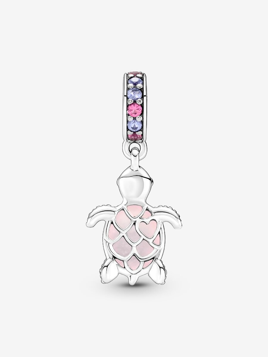 Murano Glass Pink Sea Turtle Dangle Charm