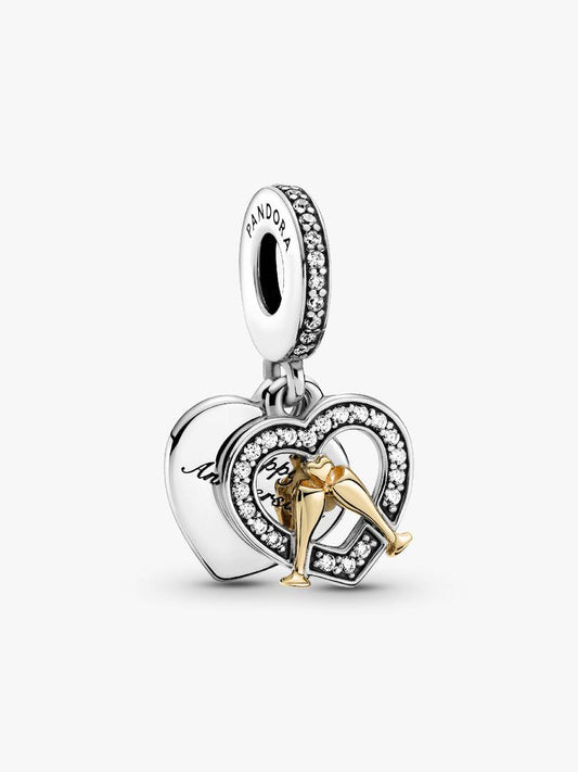 Two-tone Happy Anniversary Dangle Charm