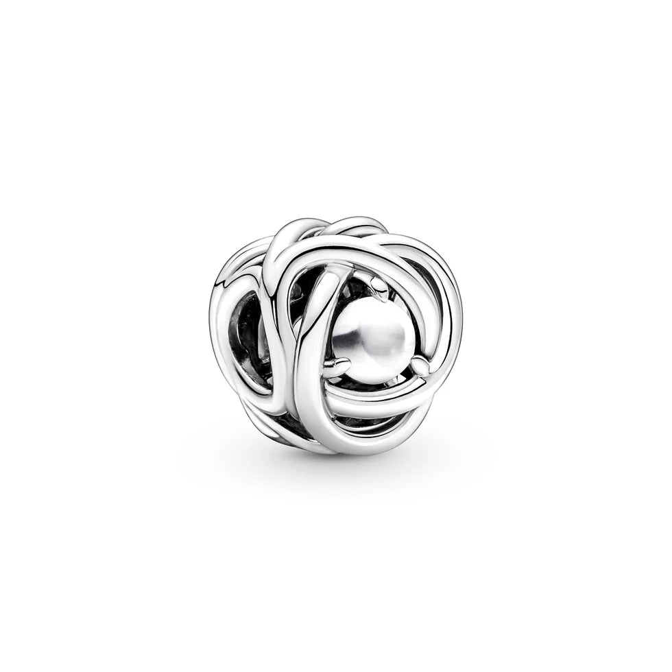 Sterling Silver Charm With White Bioresin Man-Made Mother Of Pearl