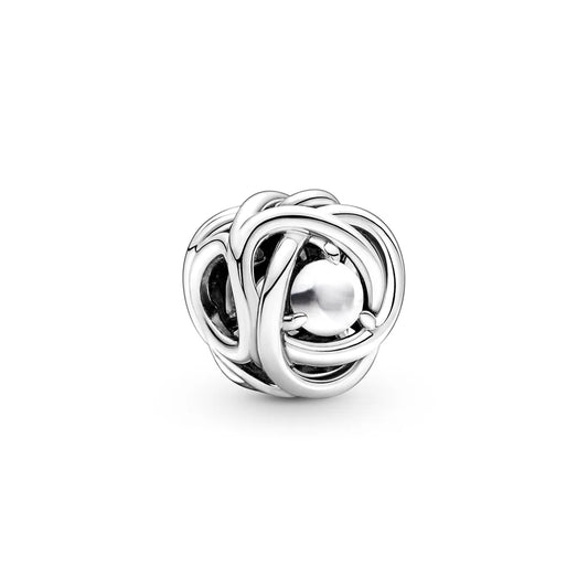 Sterling Silver Charm With White Bioresin Man-Made Mother Of Pearl
