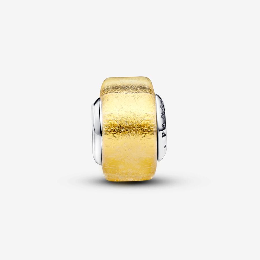Pandora Charm Mini Murano Glass Gold Leaf