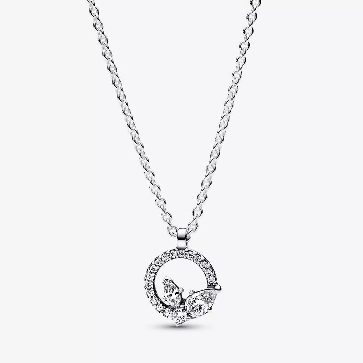 Herbarium cluster sterling silver collier with clear cubic zirconia