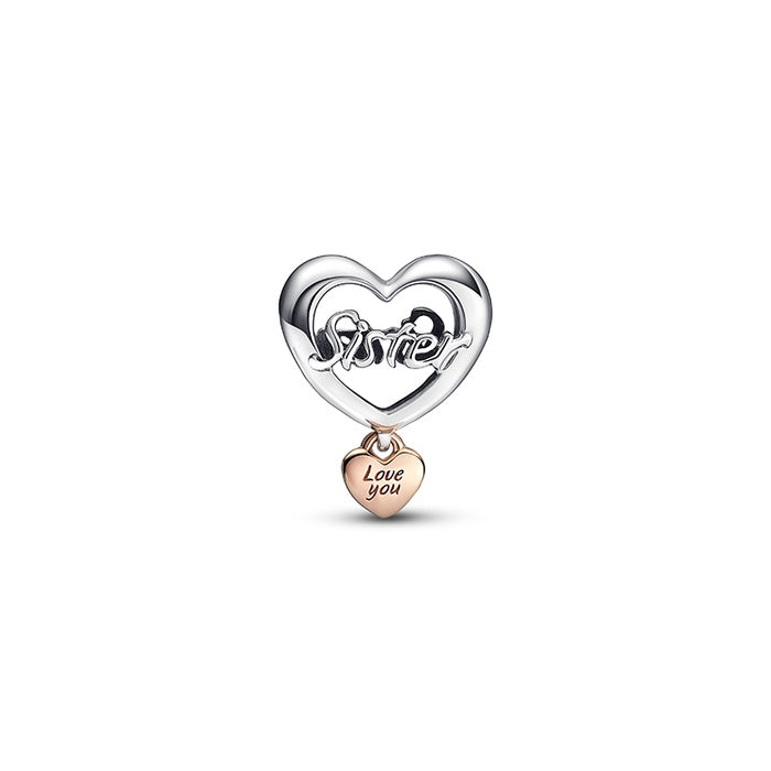 Love You Sister Heart Charm