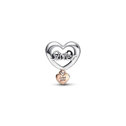 Love You Sister Heart Charm