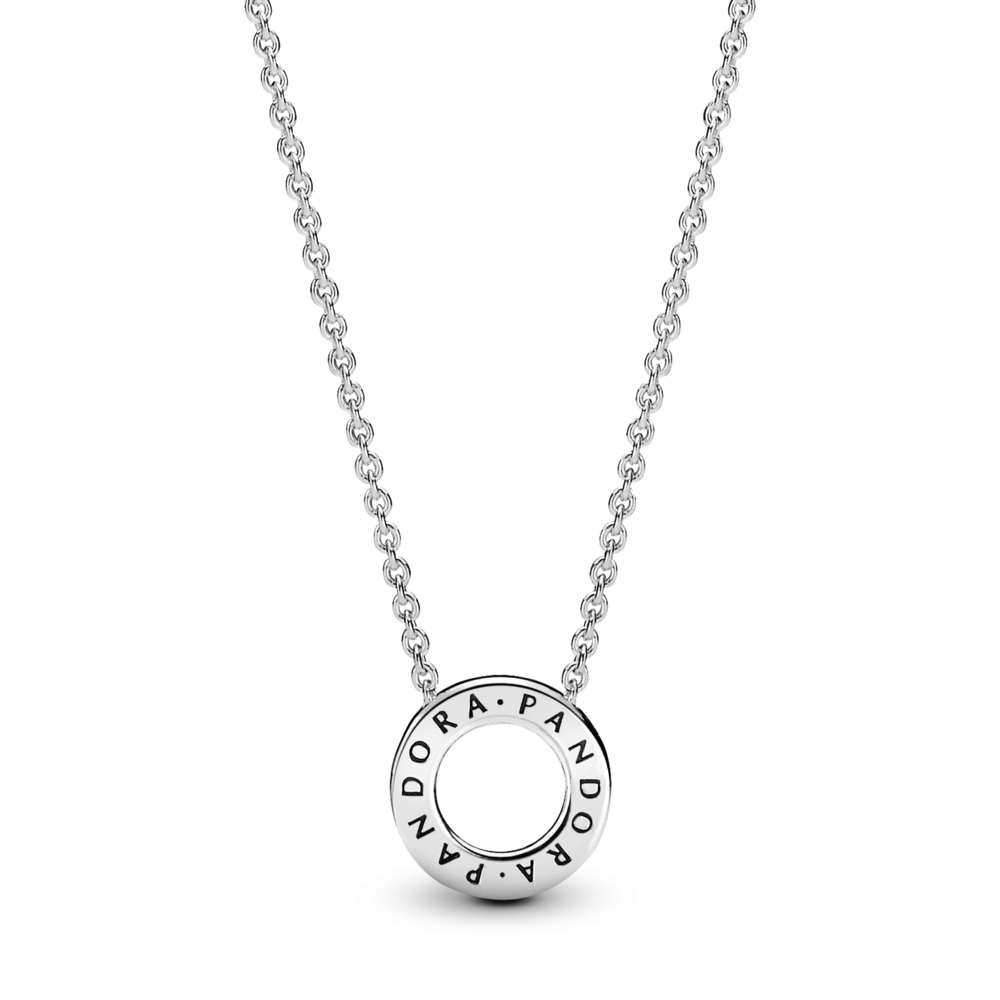 PANDORA logo reversible silver collier with clear cubic zirconia