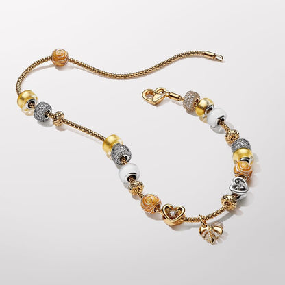 Pandora Charm Mini Murano Glass Gold Leaf