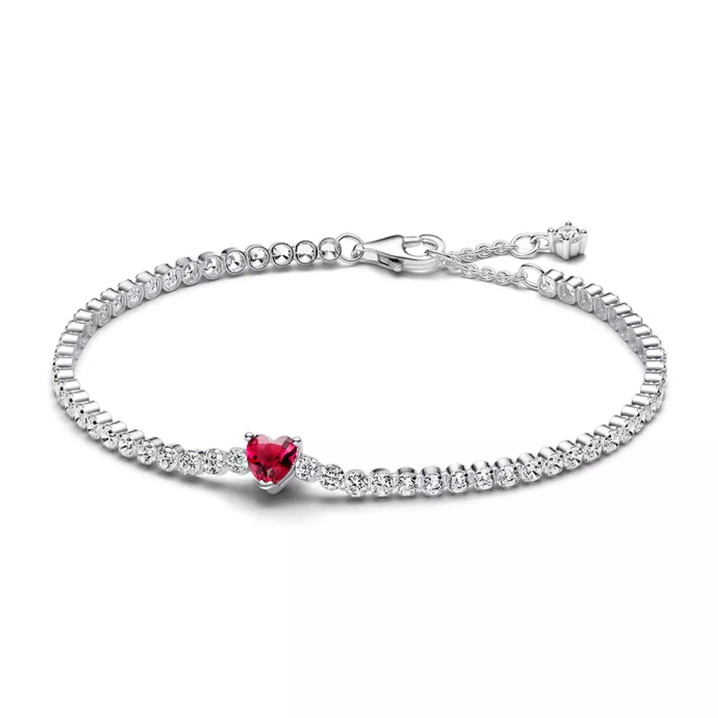 Heart sterling silver tennis bracelet