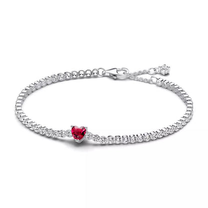 Heart sterling silver tennis bracelet