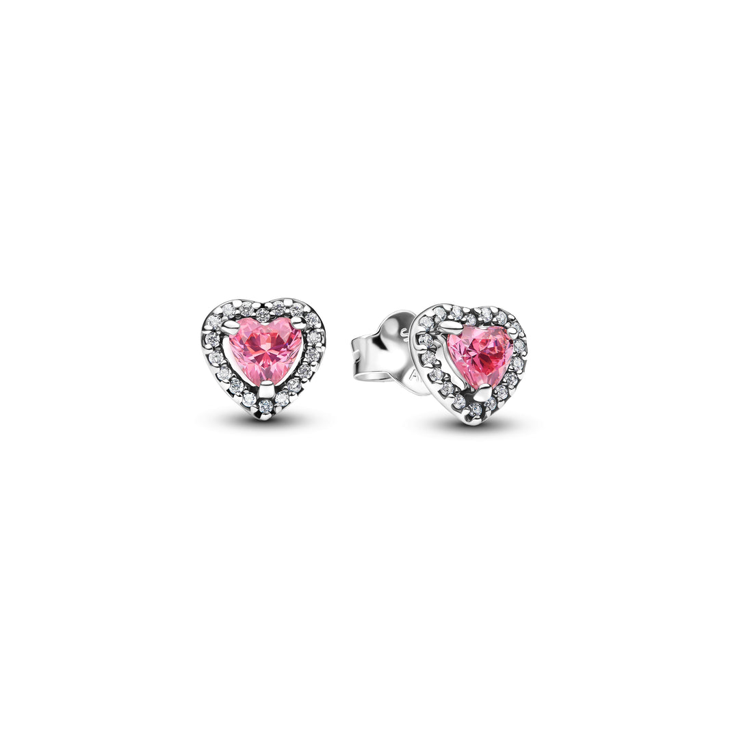 Elevated Pink Heart Stud Earrings