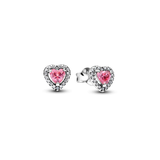 Elevated Pink Heart Stud Earrings