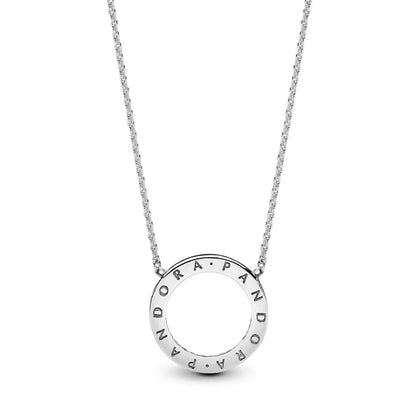 PANDORA logo reversible silver collier with clear cubic zirconia