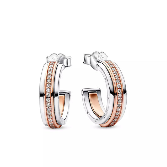 Sterling silver and 14k rose gold-plated unique metal blend-Earring