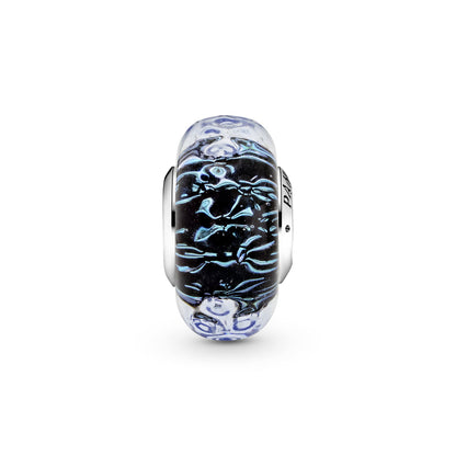 Wavy Dark Blue Murano Glass Ocean Charm
